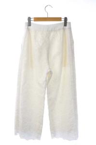 Drawer フラワーレースパンツ ワイド 刺繍 36 ホワイト