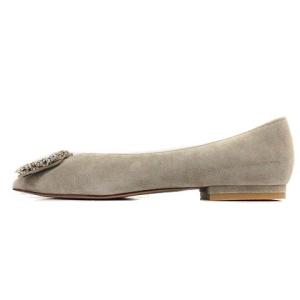 PIPPICHIC 20SS ジュエルVカット フラットシューズ パンプス スエード ビジュー 36 23cm グレー