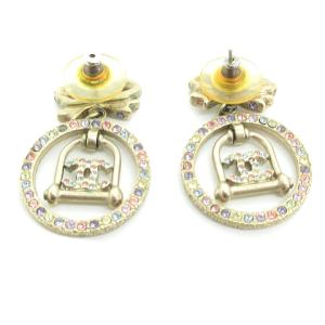 CHANEL 06A ビジューラインストーンリボンピアス ココマーク ゴールド