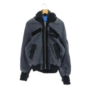 レイヤード デニム MA-1 ライナーベスト 刺繍 S グレー