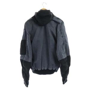 DIESEL レイヤード デニム MA-1 ライナーベスト 刺繍 S グレー