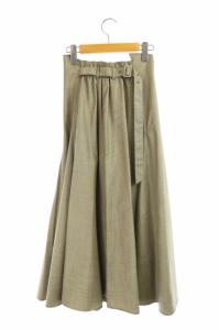 AMERI WRAPPING BELTED SKIRT フレアスカート ベルト付き カーキブラウン