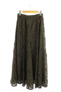 Ameri VINTAGE AMERI CHAIN EMBROIDERY SKIRT レーススカート ロング フレア カーキ