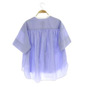 Drawer ドビースタンドカラーショートスリーブシャツ 五分袖 比翼 38 ブルー