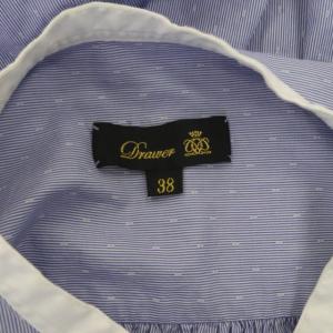 Drawer ドビースタンドカラーショートスリーブシャツ 五分袖 比翼 38 ブルー