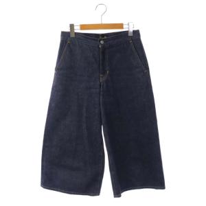 デニムガウチョパンツ ワイド ジッパーフライ ネイビー