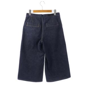 Drawer デニムガウチョパンツ ワイド ジッパーフライ ネイビー