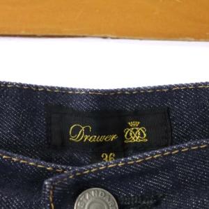 Drawer デニムガウチョパンツ ワイド ジッパーフライ ネイビー