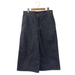 デニムガウチョパンツ ワイド ジッパーフライ インディゴ