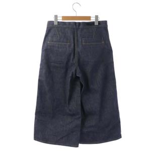 Drawer デニムガウチョパンツ ワイド ジッパーフライ インディゴ