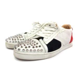 Christian Louboutin スパイクスタッズスニーカー ラウンドトゥ レースアップ 37 ホワイト