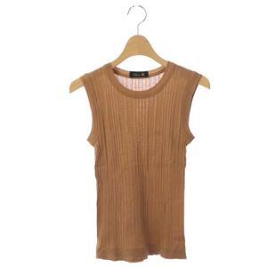 マルチリブノースリーブニットカットソー ブラウン