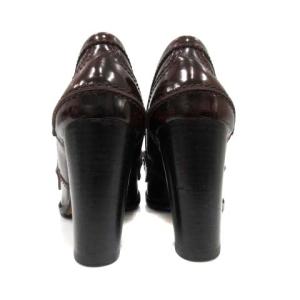 CELINE ローファーパンプス ハイヒール レザー 35 ダークブラウン