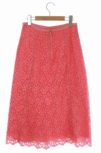 Drawer 20SS フラワーレースタイトスカート セミフレア 36 サーモンピンク