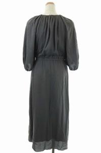 Drawer シルクウエストギャザーワンピース 36 グレー