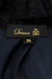 Drawer タックボリュームチェックスカート ロング フレア 38 ダークネイビー