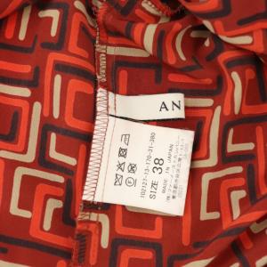 ANAYI 21AW キカプリントボウタイブラウス 総柄 38 レッド