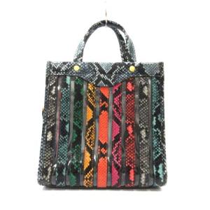 ANYA HINDMARCH Murti Stripe Tote Mini 2WAY トートバッグ パイソン柄 マルチカラー