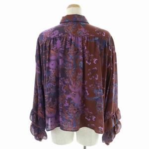 GRACE CONTINENTAL 19AW サラサミックスタイ付ブラウス シャツ 総柄 花柄 長袖 36 茶 紫 ブラウン パープル
