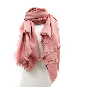 LOUIS VUITTON ストール モノグラム シルク ウール混 フリンジ ピンク