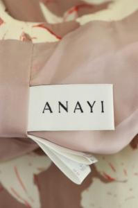 ANAYI 19AW ノースリーブワンピース ひざ丈 Vネック 花柄 38 ベージュ アイボリー