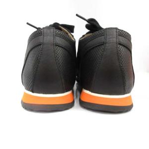 HERMES クイック レザーローカットスニーカー シューズ ロゴ 39.5 オレンジ 黒