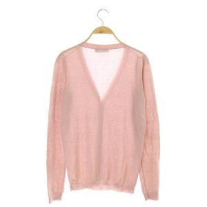 PRADA カーディガン ニット Vネック 長袖 42 スモーキーピンク