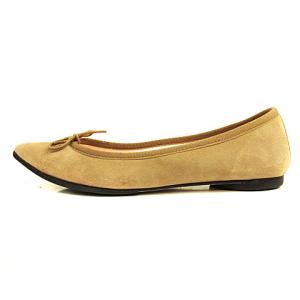 Repetto バレエシューズ スウェード ヤギ革 リボン ポインテッドトゥ ブラウン