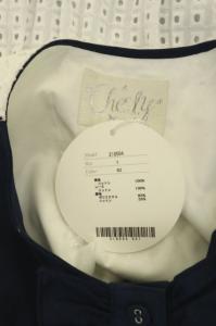 Chesty 21SS フリル刺繍レースワンピース ノースリーブ 切替 ティアード 1 ネイビー