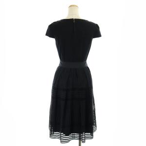 TO BE CHIC 20SS ワンピース レース 切替 ひざ丈 半袖 40 黒 ブラック