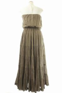 MARIHA 草原の夢のドレスワンピース ベアトップ ロング フレア ティアード カーキ