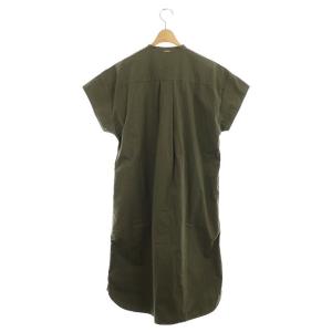 MHL. 20SS コットンツイル カラーレスワンピース ロング 半袖 1 カーキ