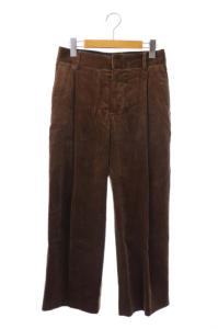 19AW ワイドコーデュロイパンツ タック 3 茶 ブラウン