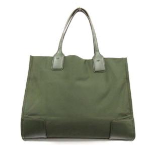 TORY BURCH エラ ミニトートバッグ ハンドバッグ ロゴ ナイロン カーキ