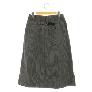 MHL. 20AW WORKWEAR STRIPE COTTON LINEN ストライプスカート 台形 タック ロング ボタンフライ