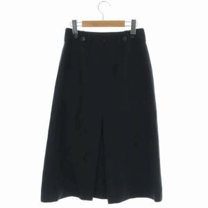 MARGARET HOWELL 19SS LINEN WOOL HOPSACK リネン混 ウール スカート Aライン ミモレ丈 ロング 2 紺 ネイビー