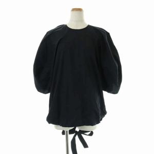 SOMELOS クリームパフスリーブトップス ブラウス シャツ ボリュームスリーブ ドロスト 七分袖 36 黒 ブラック