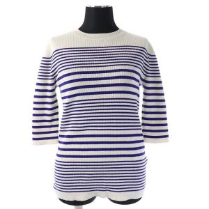 C/N ランダムボーダープルオーバーニット 38 ブルー