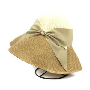 Athena New York RISAKO ツートーンハット 麦わら帽子 リボン バイカラー ベージュ ブラウン