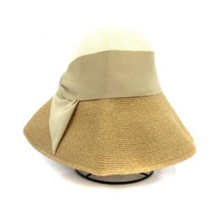 Athena New York RISAKO ツートーンハット 麦わら帽子 リボン バイカラー ベージュ ブラウン