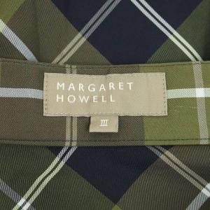 MARGARET HOWELL 19SS WINDOWPANE CHECK スカート ロング フレア チェック 3 紺 ネイビー カーキ