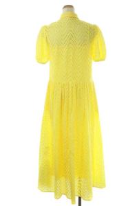 BORDERS at BALCONY 21SS LACE SHIRT DRESS レースシャツワンピース インナー付き 36 イエロー