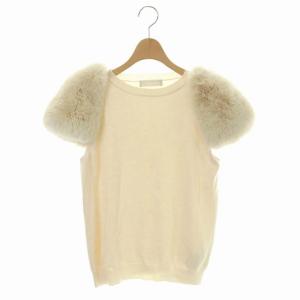 20AW ラグランファースリーブニット セーター プルオーバー ウール混 エコファー 半袖 36 アイボリー