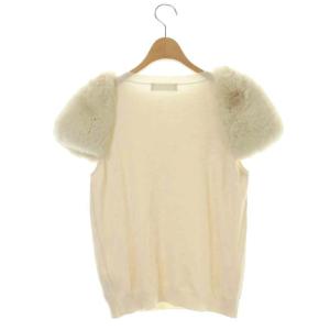 CELFORD 20AW ラグランファースリーブニット セーター プルオーバー ウール混 エコファー 半袖 36 アイボリー