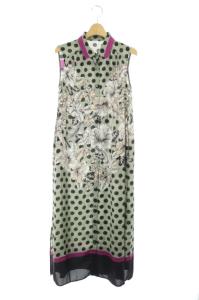 21AW ハートflowerシャツワンピースドット 36 グリーン