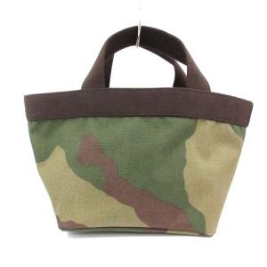 Hervé Chapelier ナイロンカモフラミニトートバッグ カーキ