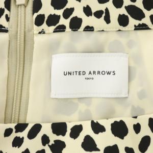 UNITED ARROWS スカート フレア ロング ヒョウ柄 レオパード柄 38 黒 ブラック アイボリー