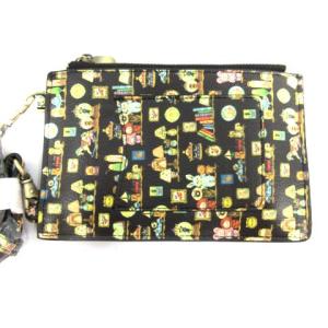 franche lippée オリプリスマホポシェット フェイクレザー 総柄 マルチカラー ブラック