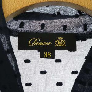 Drawer シルクドット柄ブラウス ボウタイ シフォン 38 ネイビー