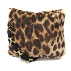 LANVIN レオパードチェーンショルダーバッグ ブラウン